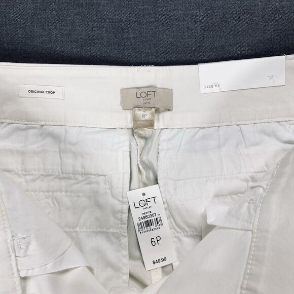 Ann Taylor LOFT Crop Pants Womens 6 White Straight Leg Stretchy Breathable NEW - Picture 15 of 16